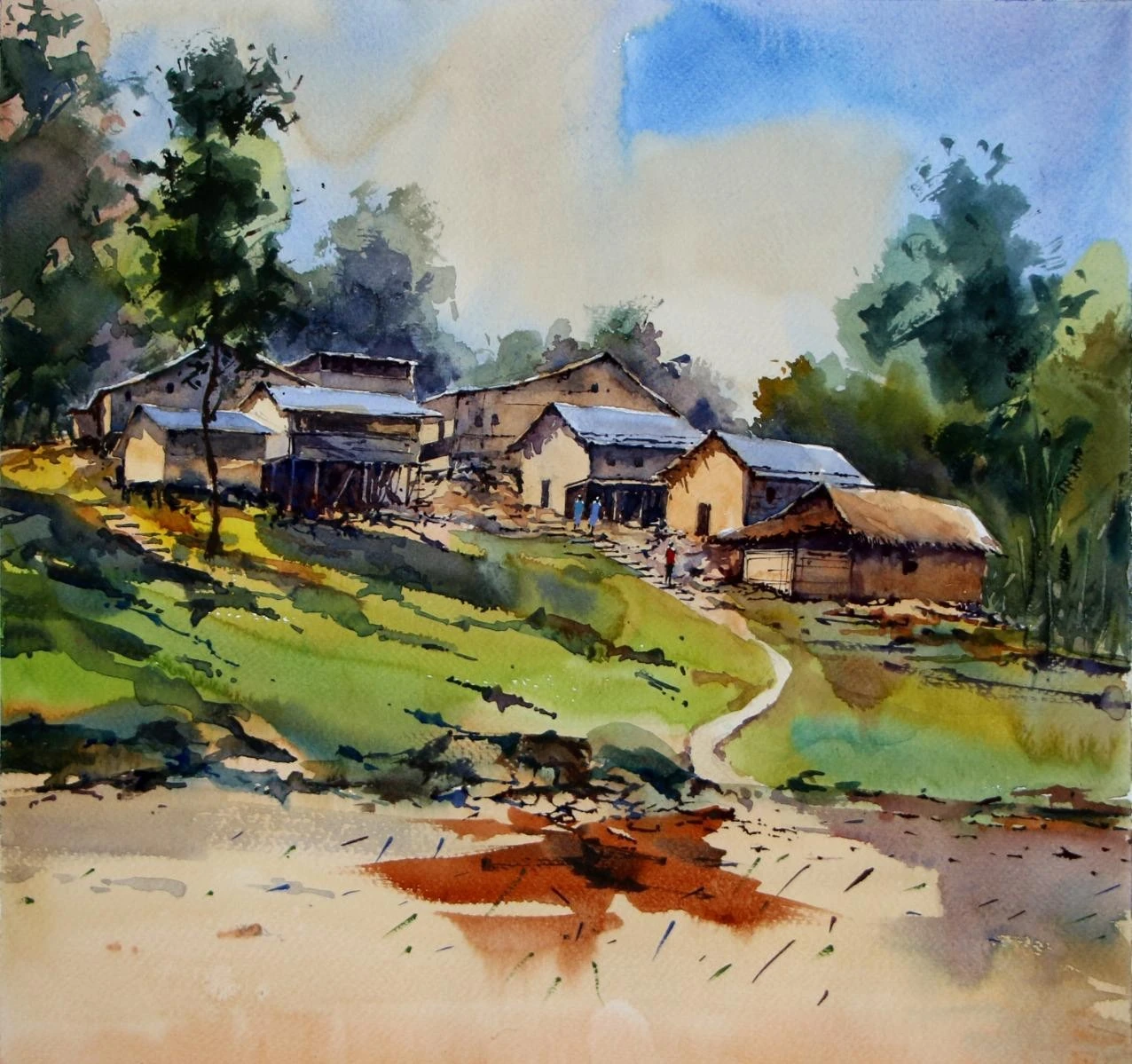 Roma Bazar — watercolour on paper by Jahidul Islam